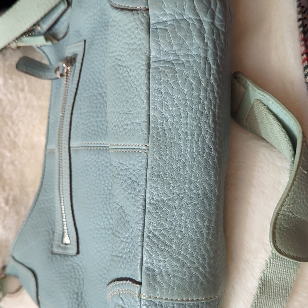 Coach Light Blueish Green Pebbed Leather Crossbody Bag with Turn-Lock Closure - Picture 3 of 9